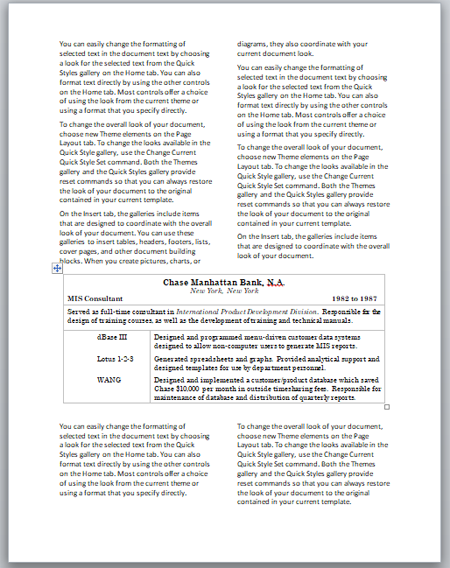 Make A Table Span 2 Columns In Word