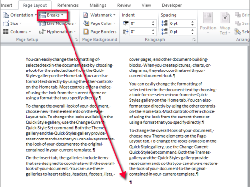 Make a table span 2 columns in Word