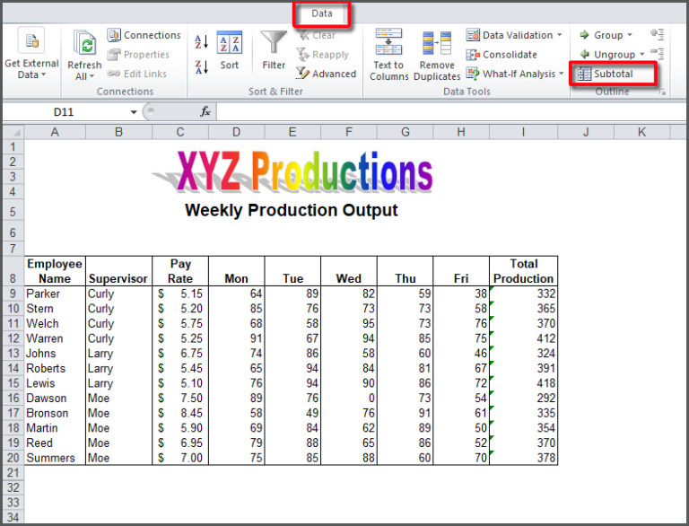 Subtotal excel как пользоваться